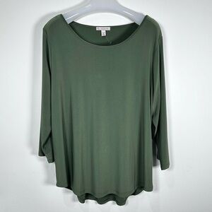 CB Est. 1962 Liquid Knit Bracelet Sleeve Blouse Olive Green NWOT